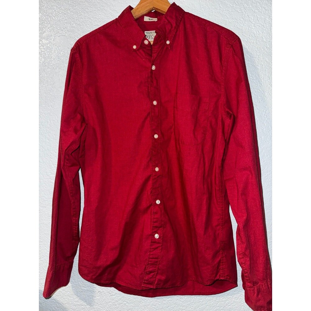 J.Crew Shirt Medium Red\Orange Slim Fit Stretch Organic Cotton Secret Wash